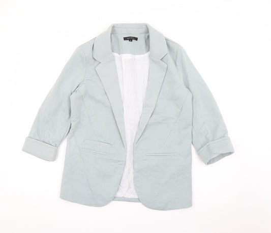 Front view of Haoduoyi women’s blue polyester jacket blazer, size XL