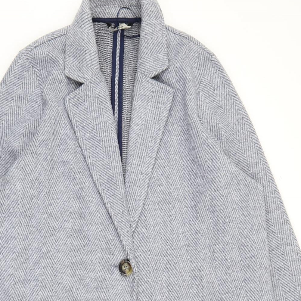 George Womens Blue Geometric  Overcoat Coat Size XL  Button