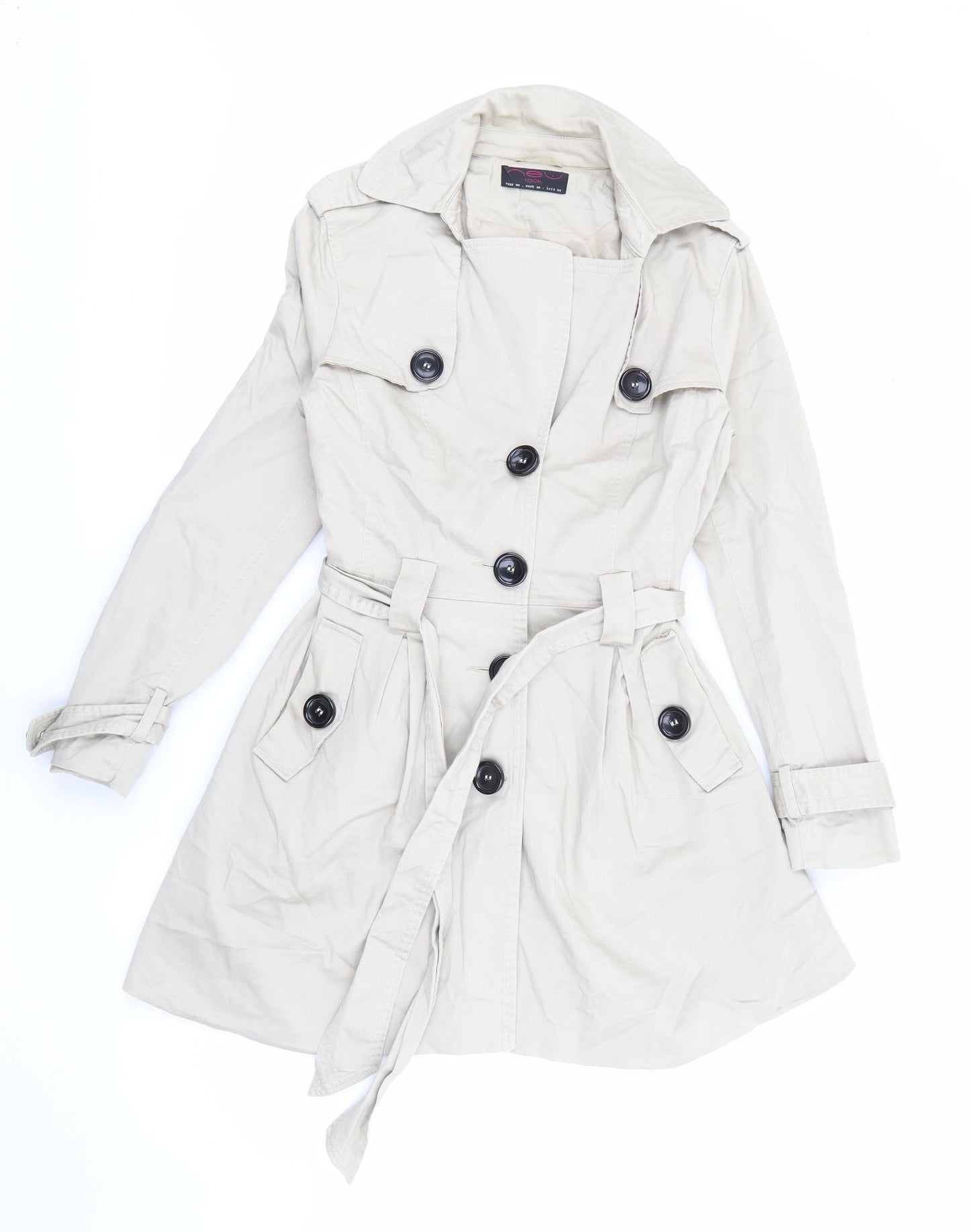 New Look Womens Beige   Trench Coat Coat Size 12  Button
