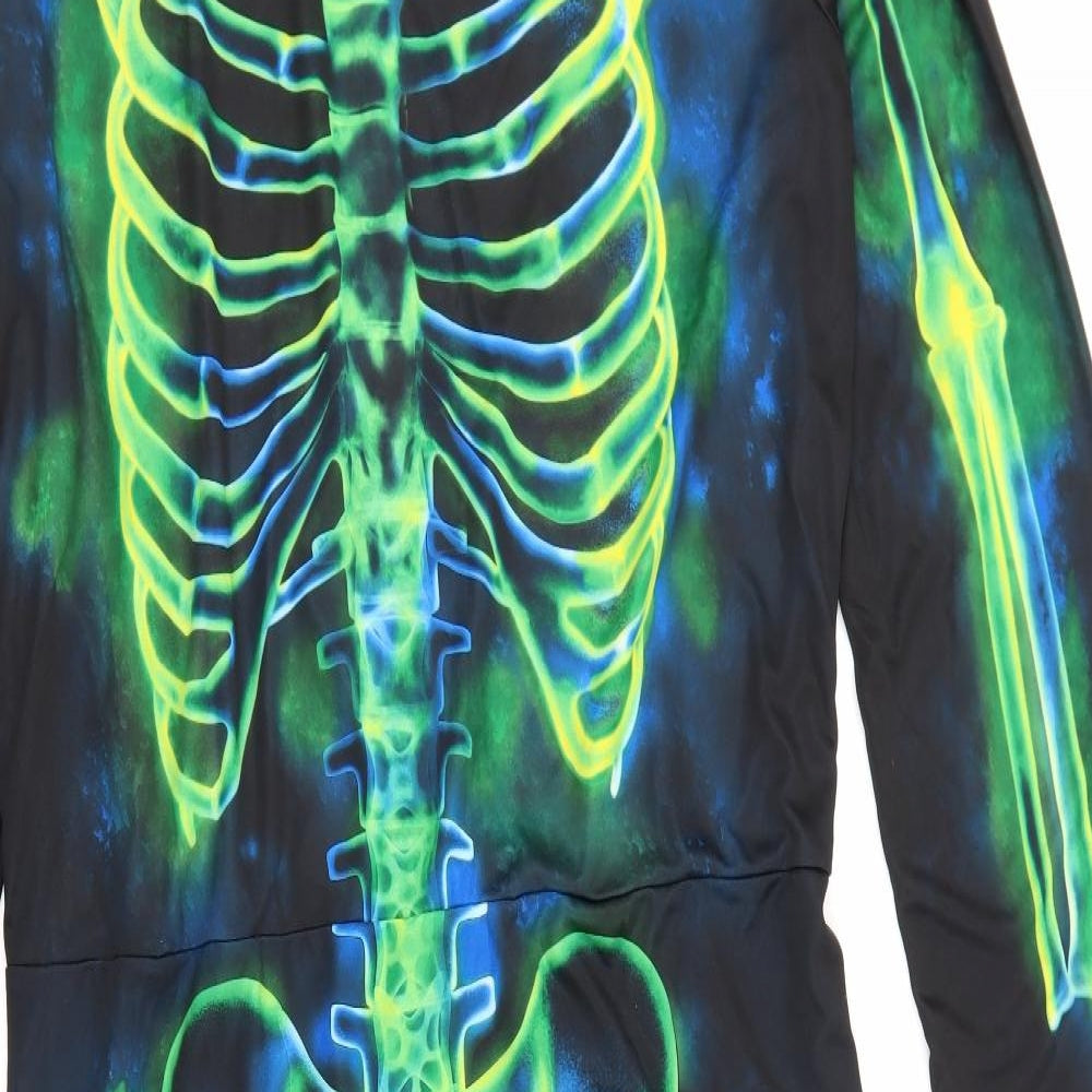 Preworn Mens Black  Polyester  One Piece Size L   - Skeleton Fancy Dress