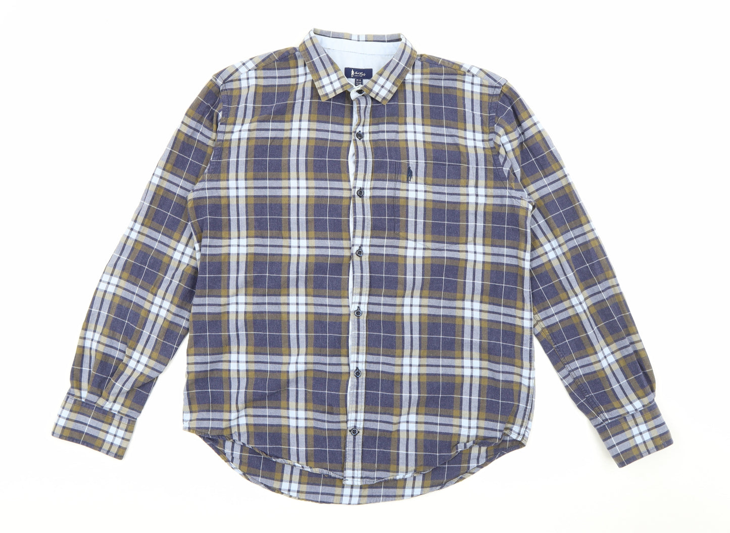 Jack Murphy Mens Black Plaid Cotton  Button-Up Size M Collared Button