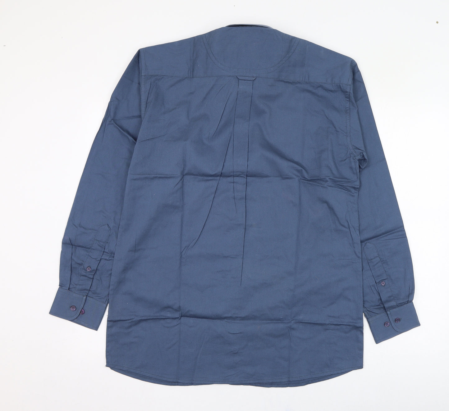 Unity Mens Blue  Cotton  Dress Shirt Size M Collared Button