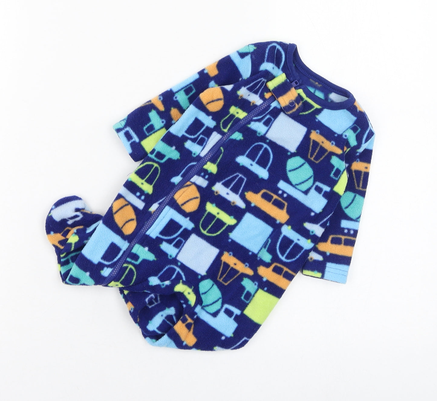 Dunnes Stores Boys Blue Solid Polyester Cami One Piece Size 0-3 Months  Zip - Vehicle