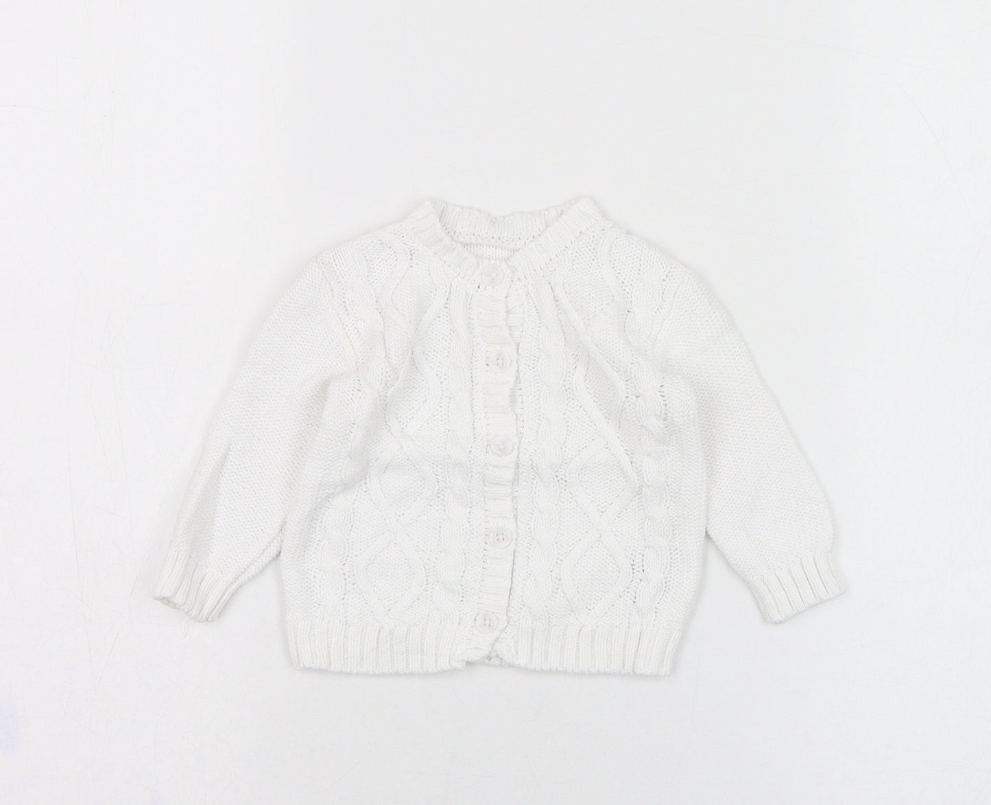Dunnes Stores Girls White  Cotton Cardigan Jumper Size 0-3 Months  Button
