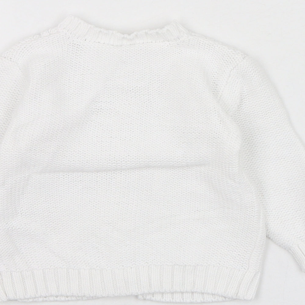 Dunnes Stores Girls White  Cotton Cardigan Jumper Size 0-3 Months  Button