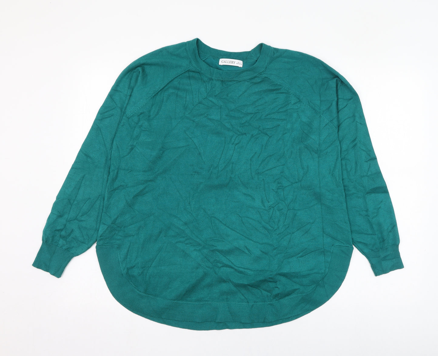 Gallery Womens Green Round Neck  Viscose Pullover Jumper Size L