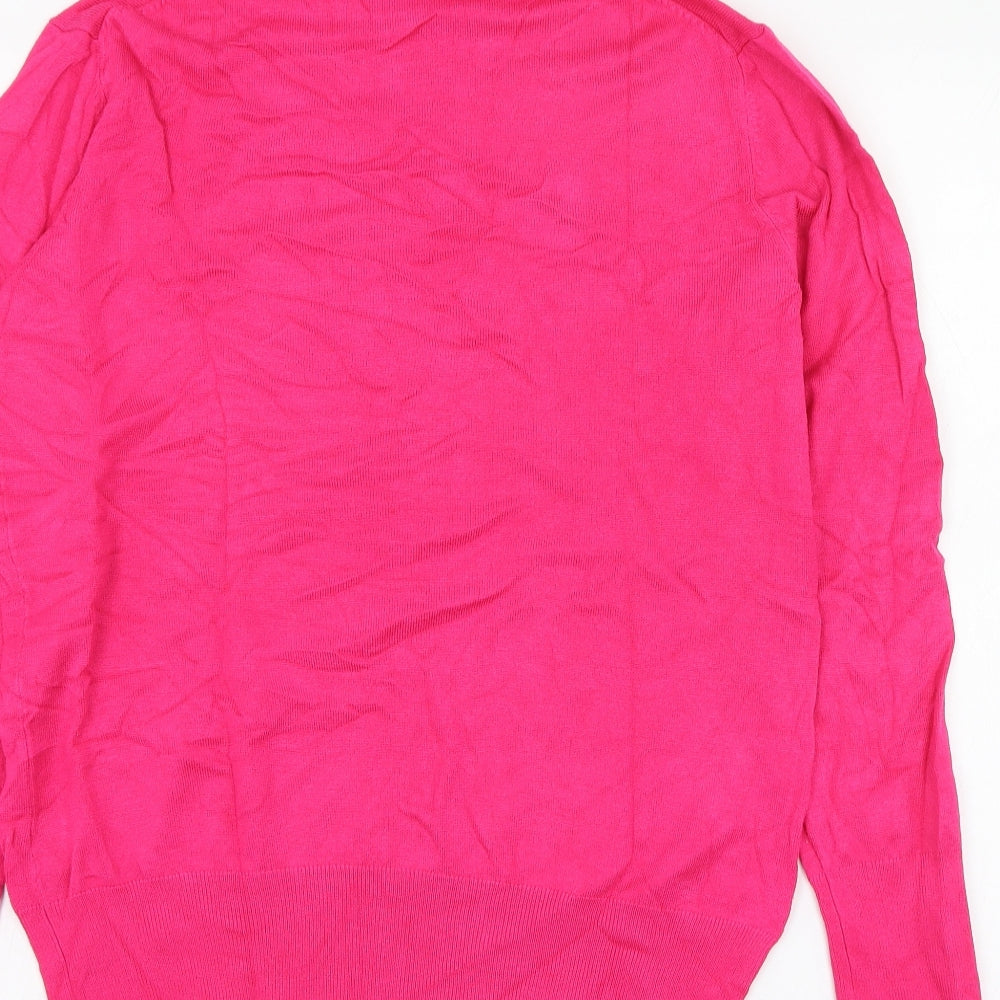 Dunnes Stores Womens Pink Roll Neck  Viscose Pullover Jumper Size L