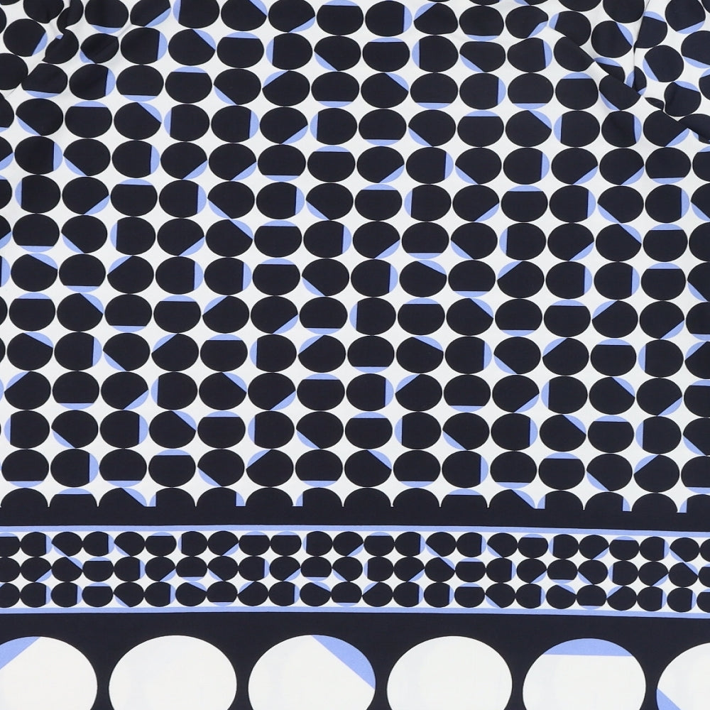 Principles Womens White Geometric Polyester Tunic T-Shirt Size 16 Round Neck