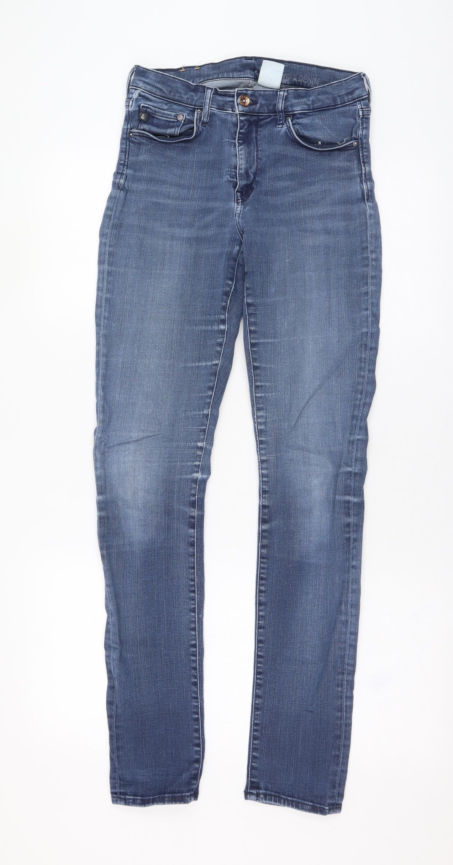 H&M Womens Blue  Cotton Skinny Jeans Size 29 L31 in Regular Zip