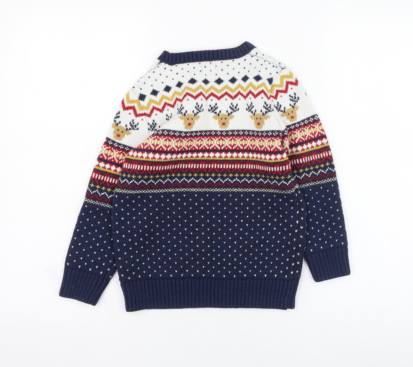 F&F Boys Blue Round Neck Fair Isle Polyester Pullover Jumper Size 6-7 Years  Pullover - Christmas