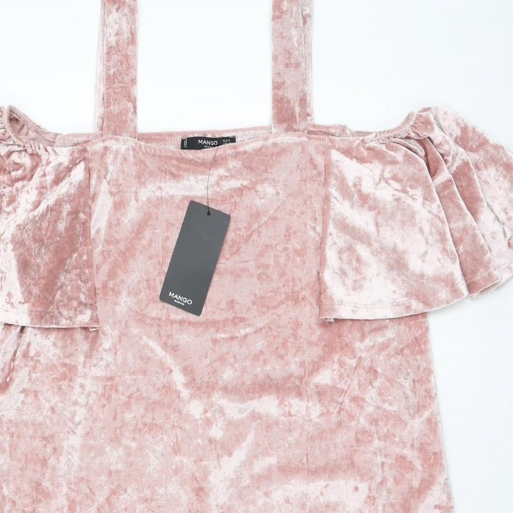 Mango Womens Pink  Polyester Shift  Size 10  Square Neck Pullover