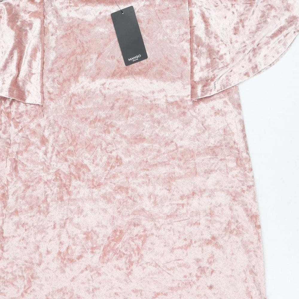 Mango Womens Pink  Polyester Shift  Size 10  Square Neck Pullover