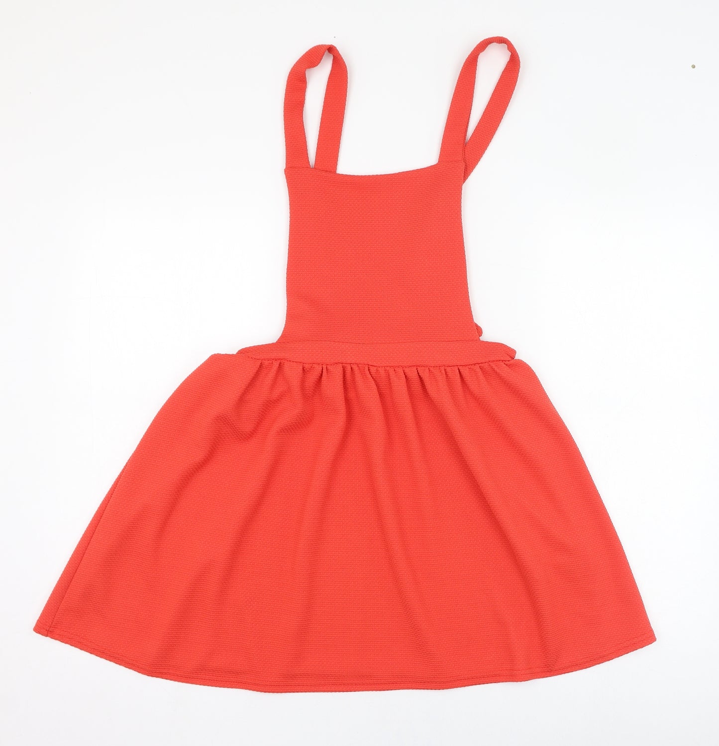 New Look Womens Red  Polyester Pinafore/Dungaree Dress  Size 14  Square Neck Pullover