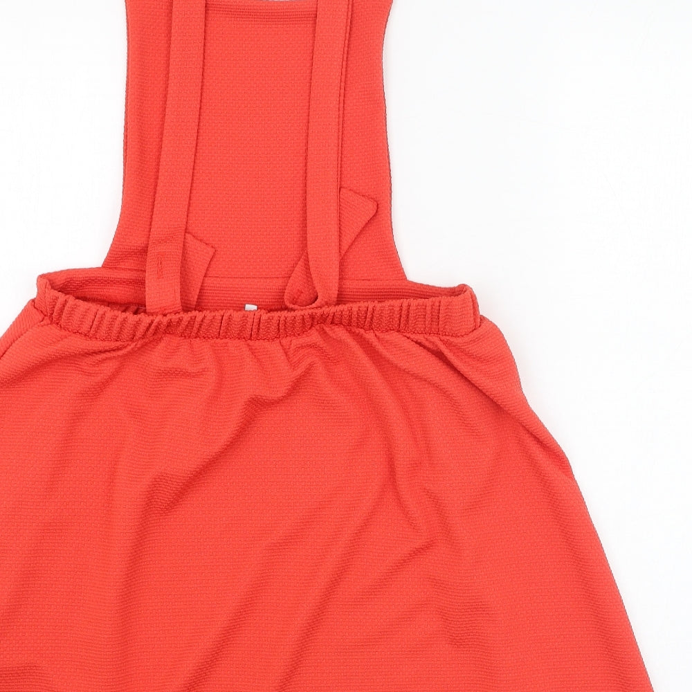 New Look Womens Red  Polyester Pinafore/Dungaree Dress  Size 14  Square Neck Pullover