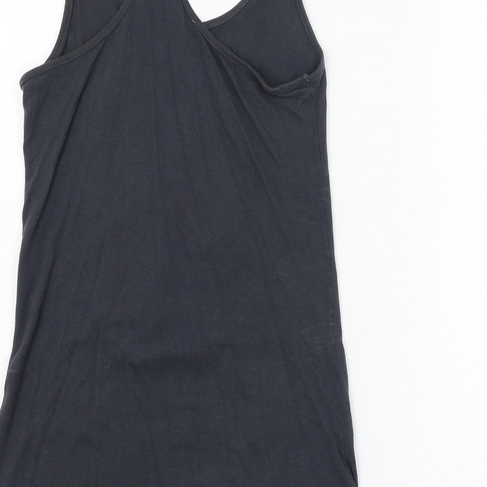 Primark Womens Grey  Cotton Basic Tank Size 8 Round Neck - Ramones