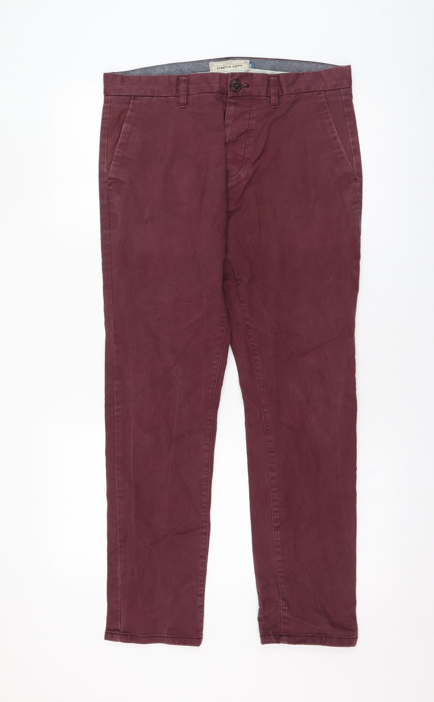 NEXT Mens Purple  Cotton Chino Trousers Size 32 L28 in Regular Zip