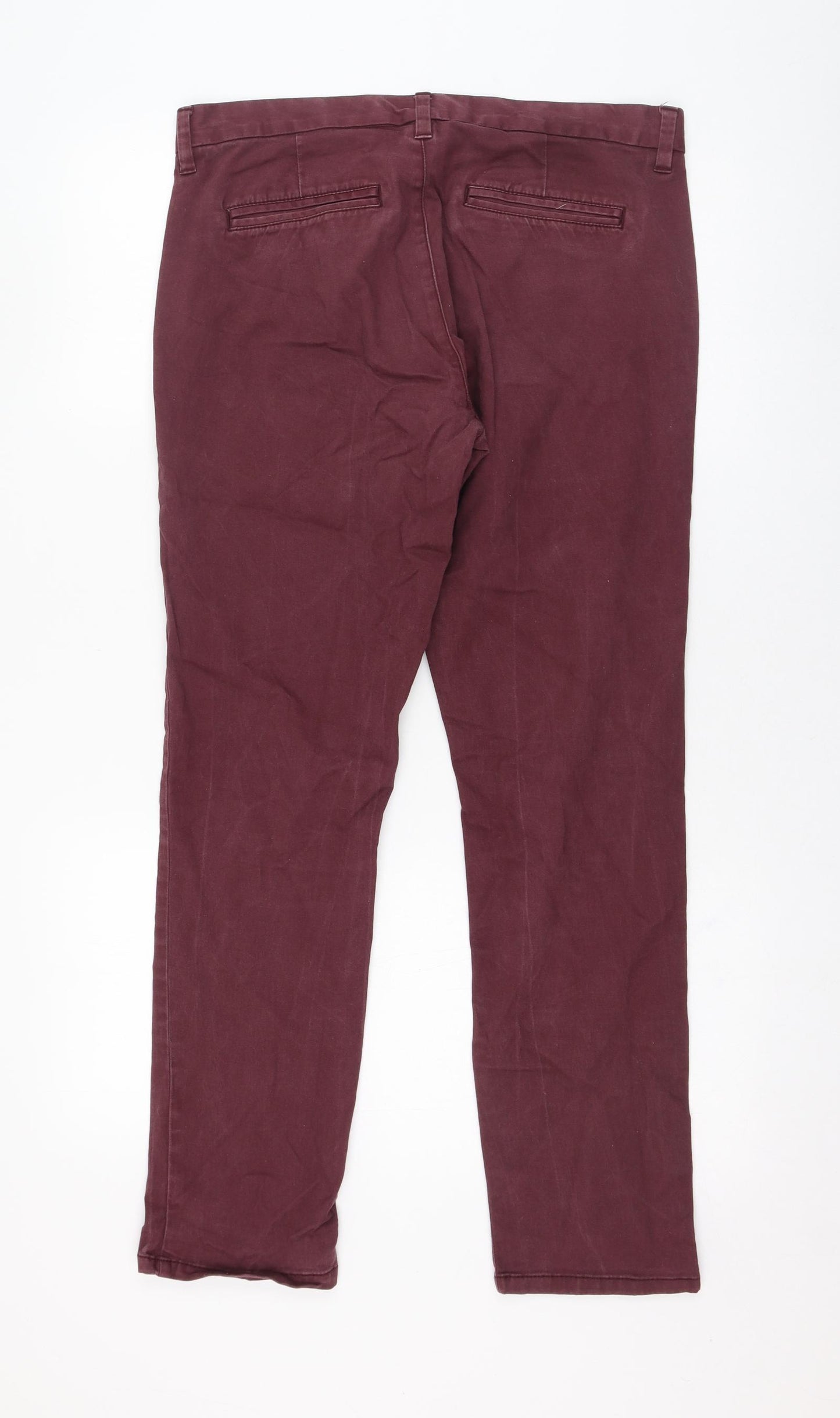NEXT Mens Purple  Cotton Chino Trousers Size 32 L28 in Regular Zip