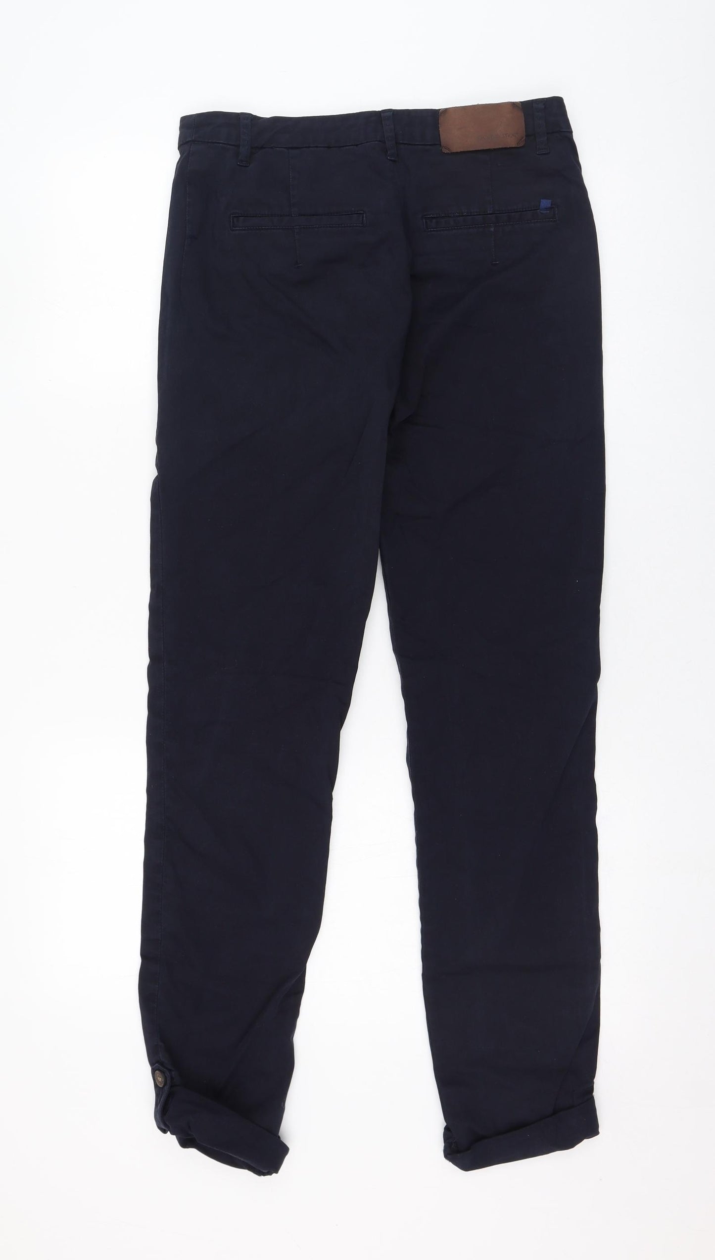 Zara Mens Blue  Cotton Chino Trousers Size 30 L30 in Regular Zip
