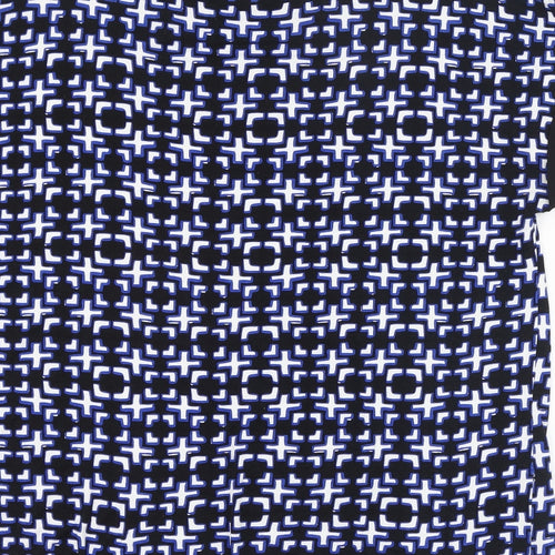 Papaya Womens Black Geometric Viscose Basic T-Shirt Size 16 Round Neck