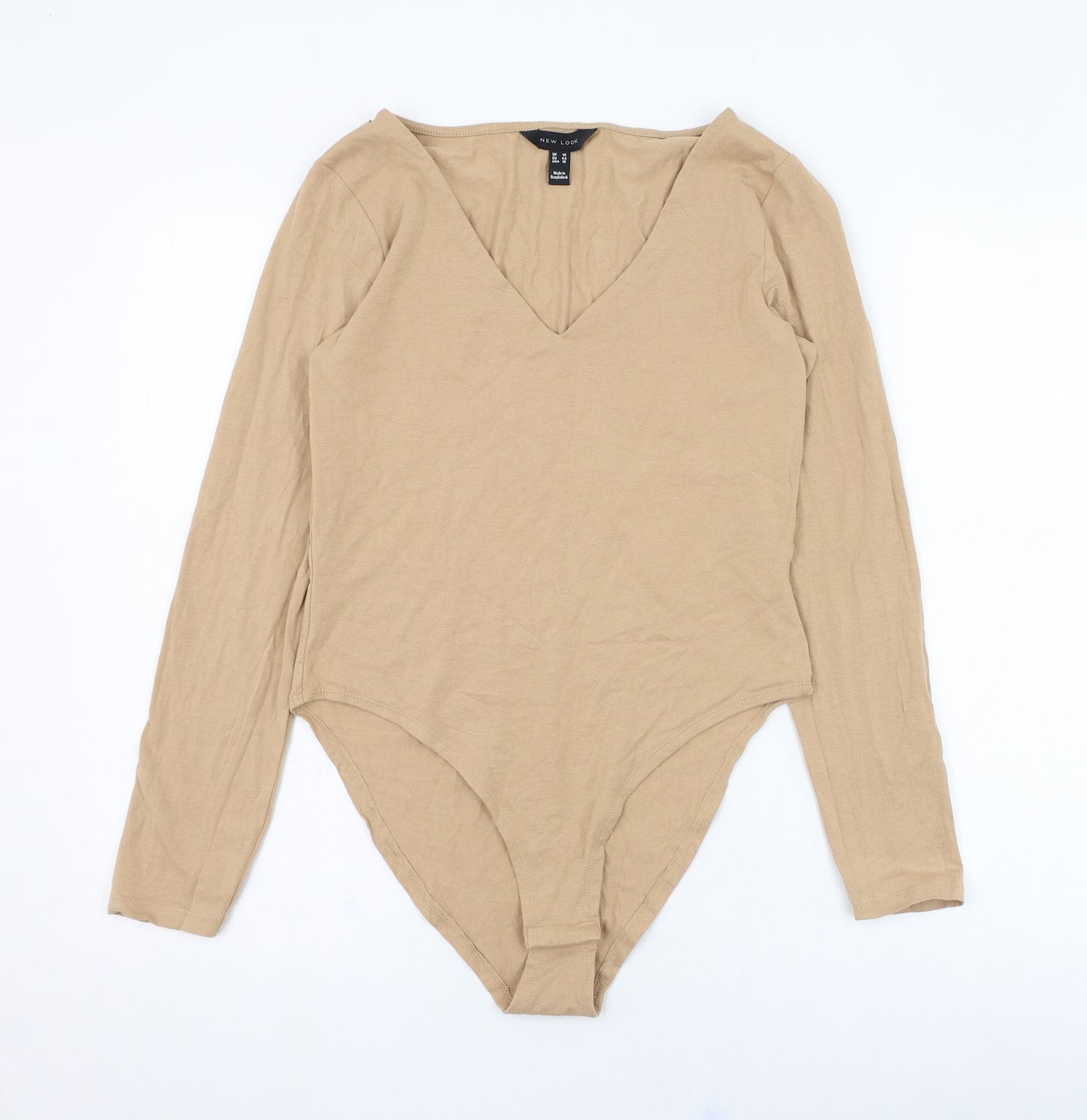 New Look Womens Brown  Cotton Bodysuit One-Piece Size 14  Hook & Loop