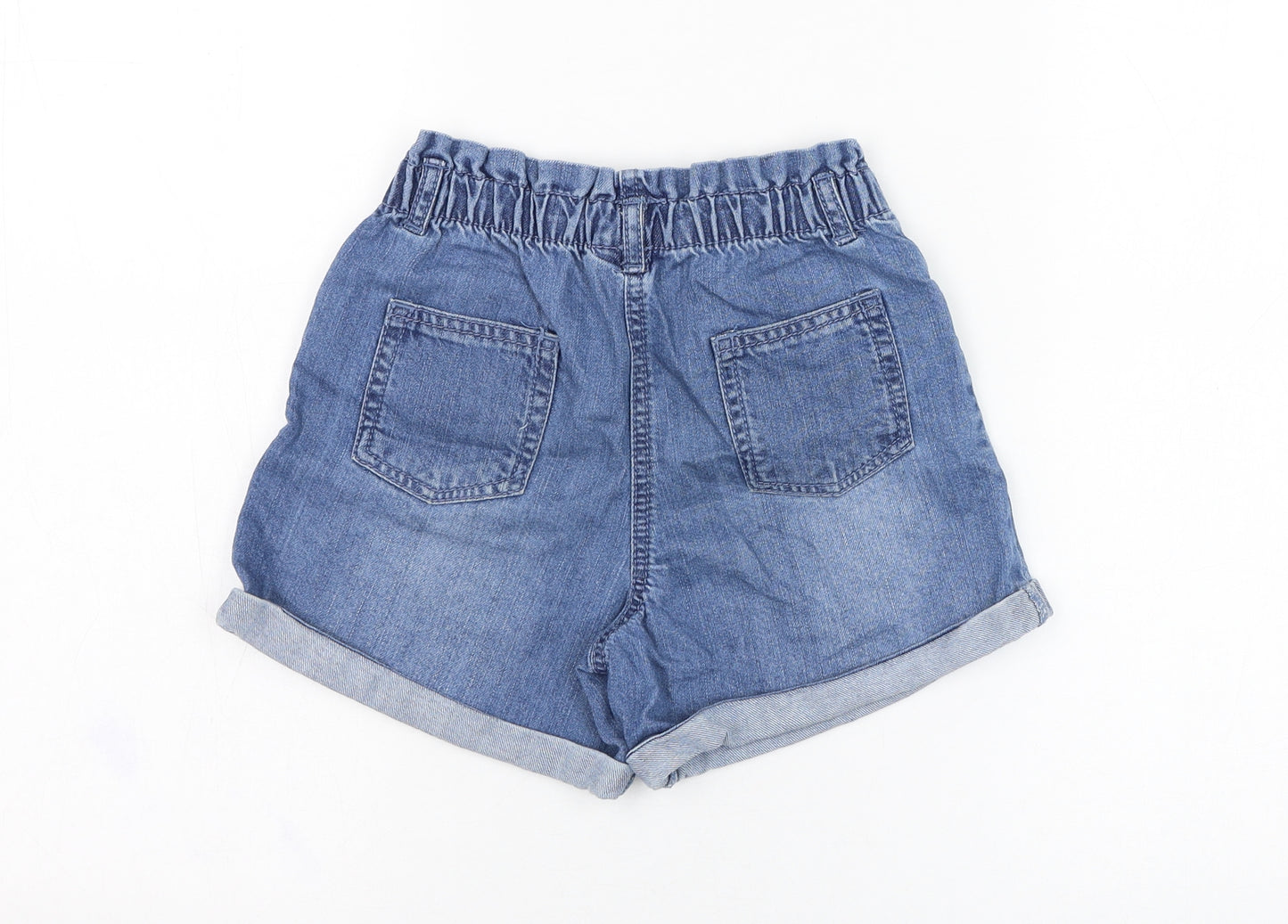 NEXT Girls Blue  Cotton Paperbag Shorts Size 6-7 Years  Regular  - Rabbit, Rainbow, Bee