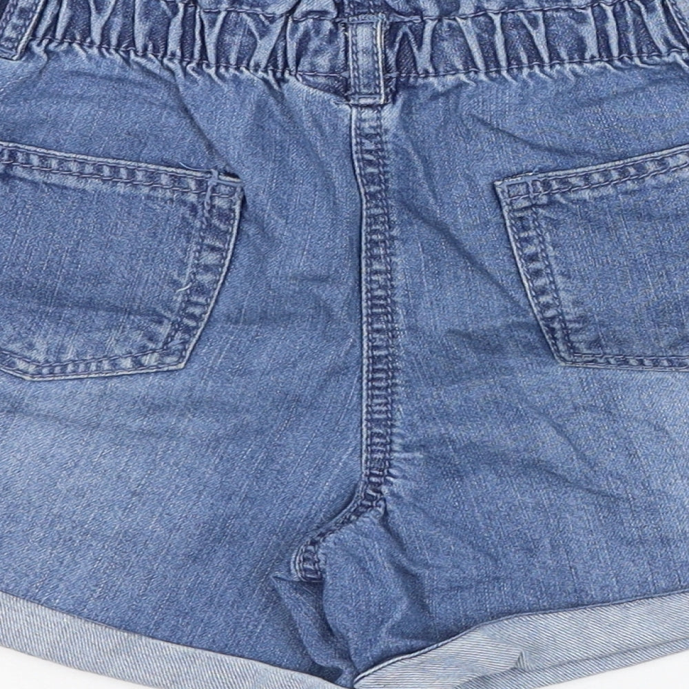 NEXT Girls Blue  Cotton Paperbag Shorts Size 6-7 Years  Regular  - Rabbit, Rainbow, Bee