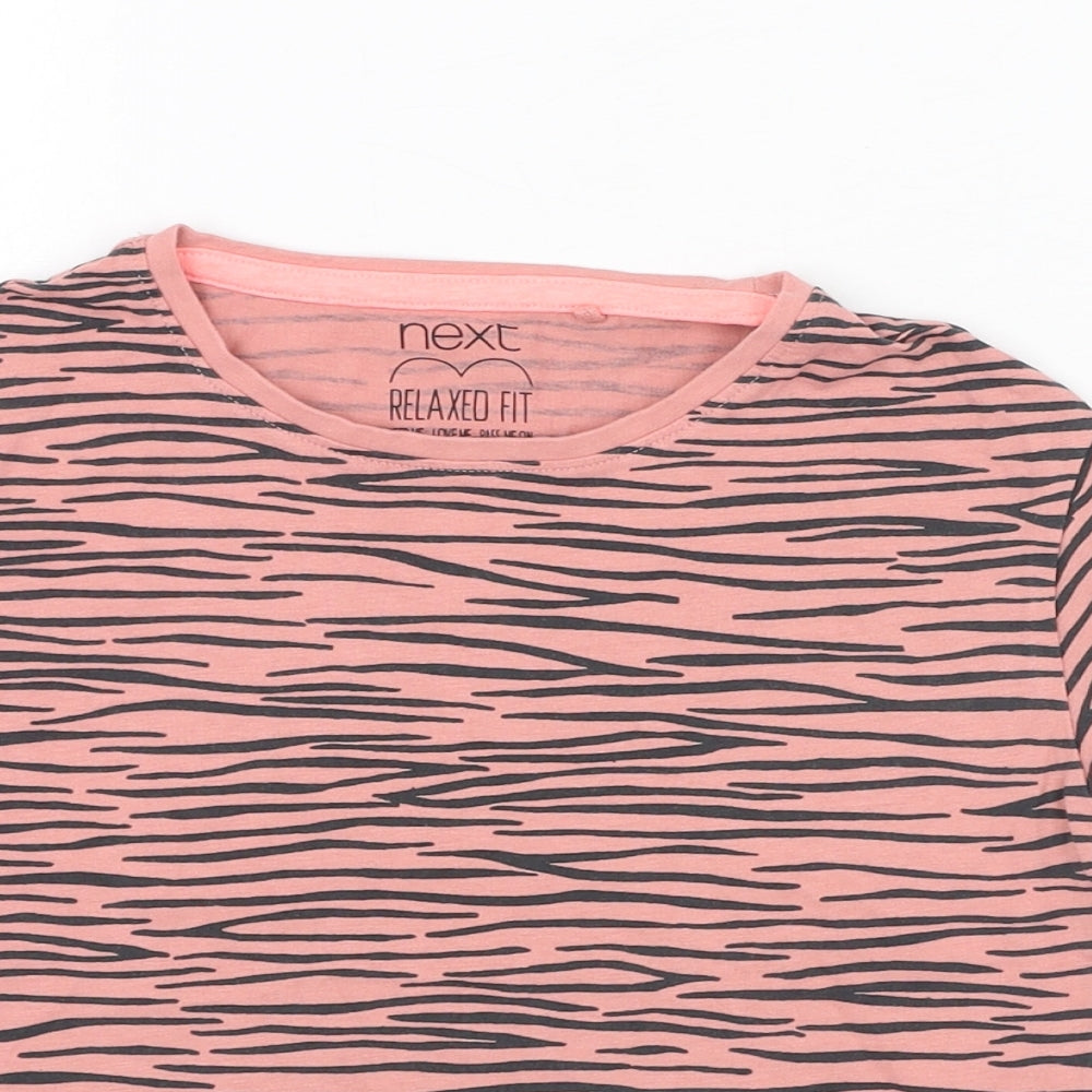 NEXT Girls Pink Animal Print Cotton Basic T-Shirt Size 5 Years Round Neck Pullover
