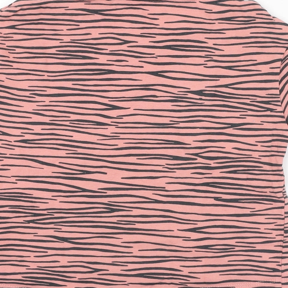 NEXT Girls Pink Animal Print Cotton Basic T-Shirt Size 5 Years Round Neck Pullover