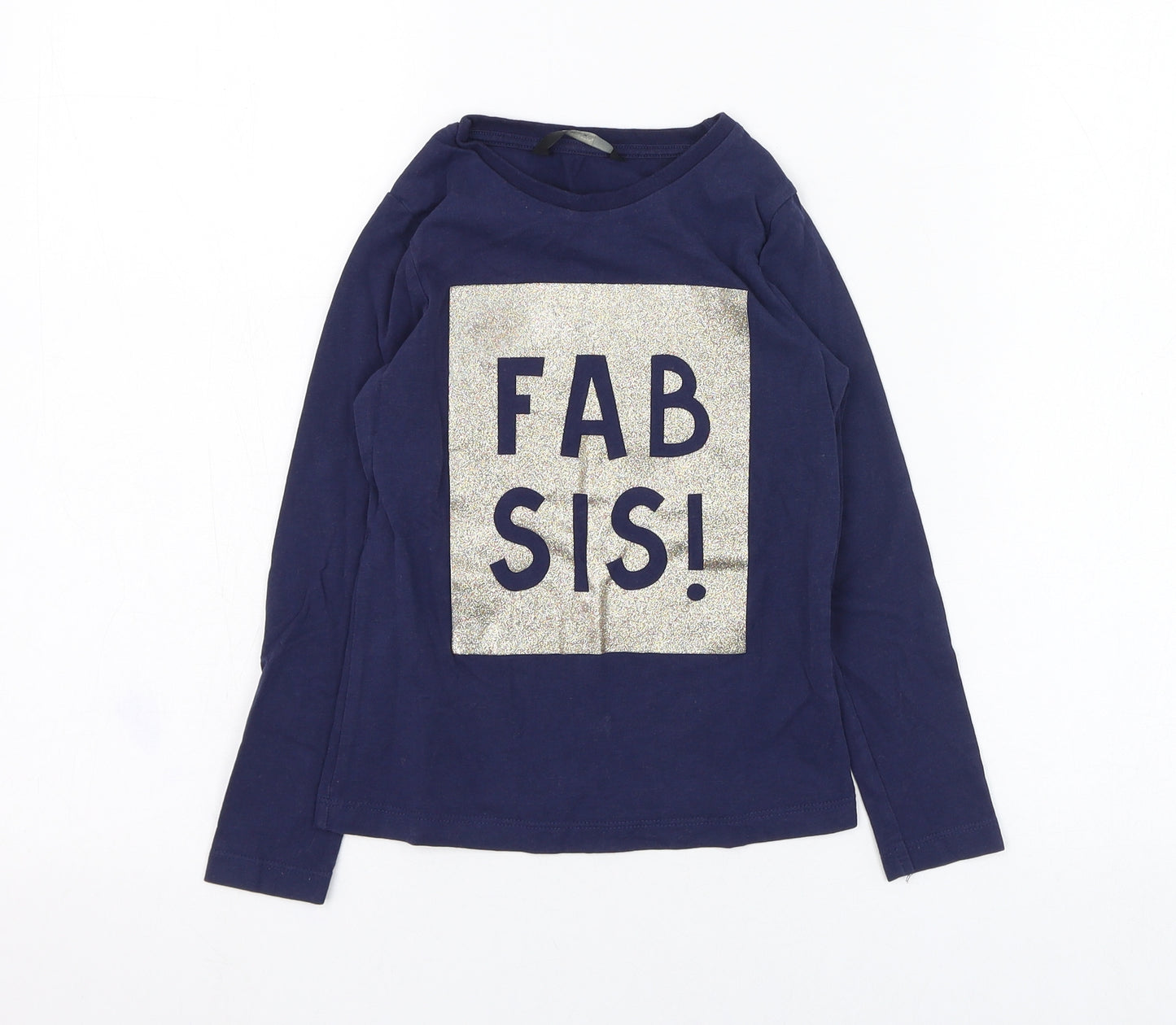 George Girls Blue  Cotton Basic T-Shirt Size 5-6 Years Round Neck Pullover - Fab Sis!