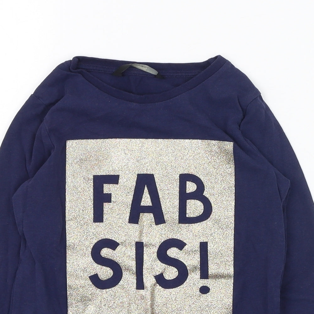 George Girls Blue  Cotton Basic T-Shirt Size 5-6 Years Round Neck Pullover - Fab Sis!