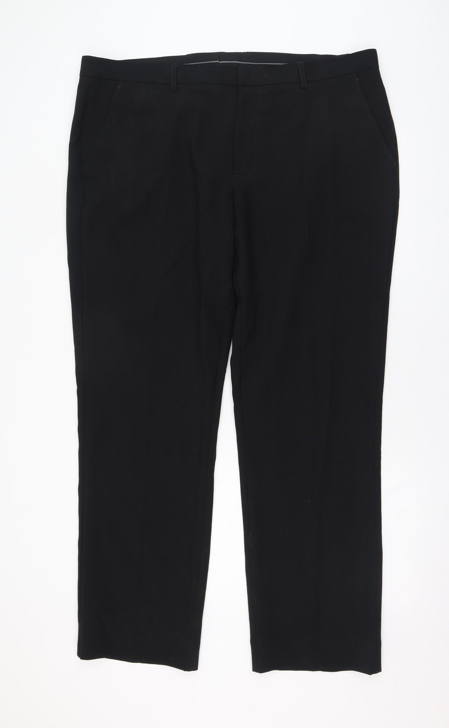 Peacocks Mens Black  Polyester Trousers  Size 42 L30 in Regular Zip