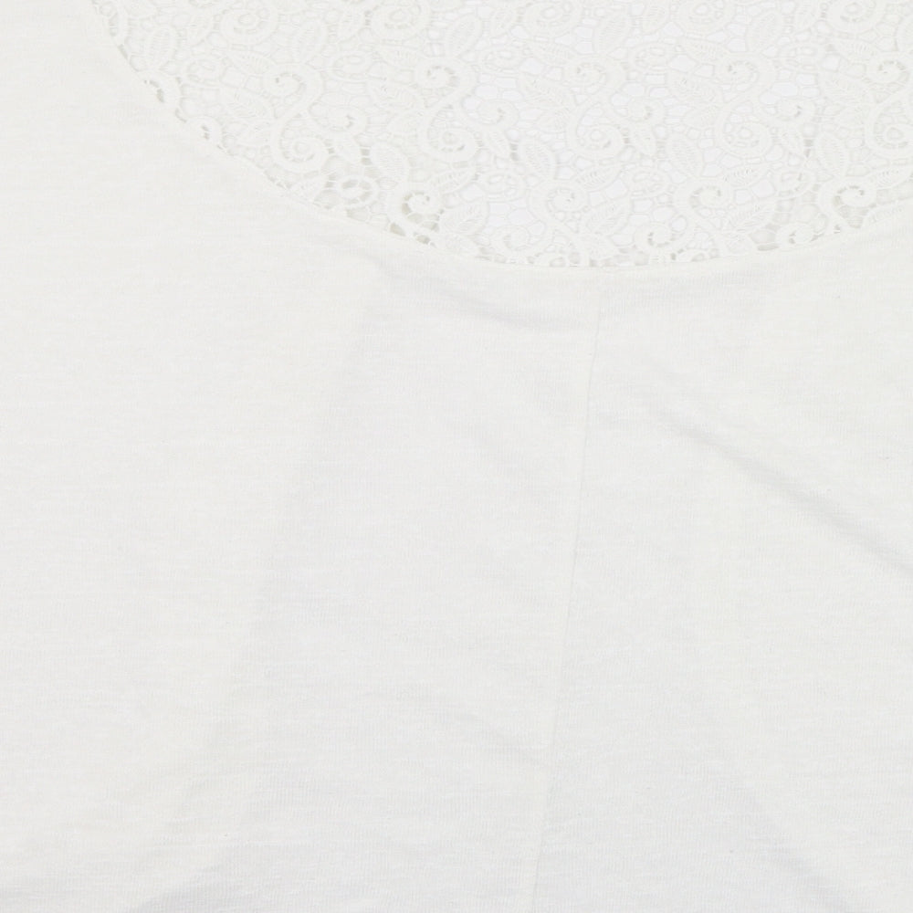 Dunnes Stores Womens White Square Neck  Polyester Cardigan Jumper Size L