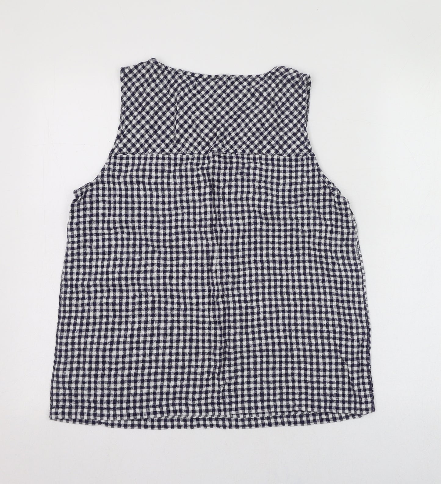 NEXT Womens Blue Check Linen Tunic Tank Size 14 Round Neck