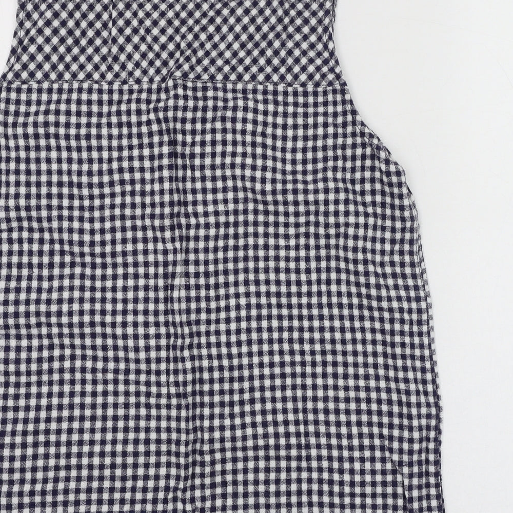 NEXT Womens Blue Check Linen Tunic Tank Size 14 Round Neck