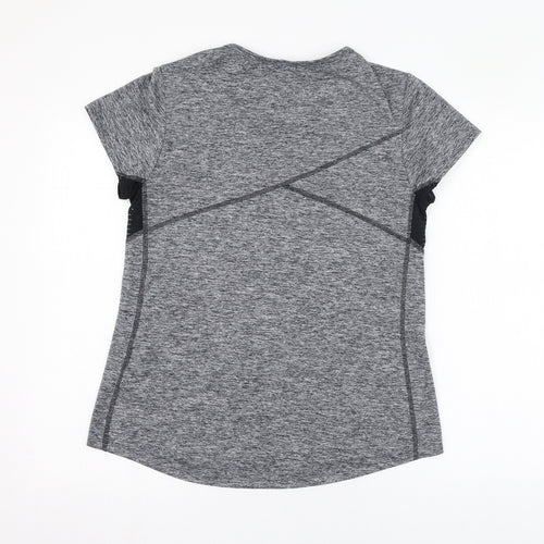 Marks and Spencer Womens Grey  Polyester Basic T-Shirt Size 14 Round Neck Pullover