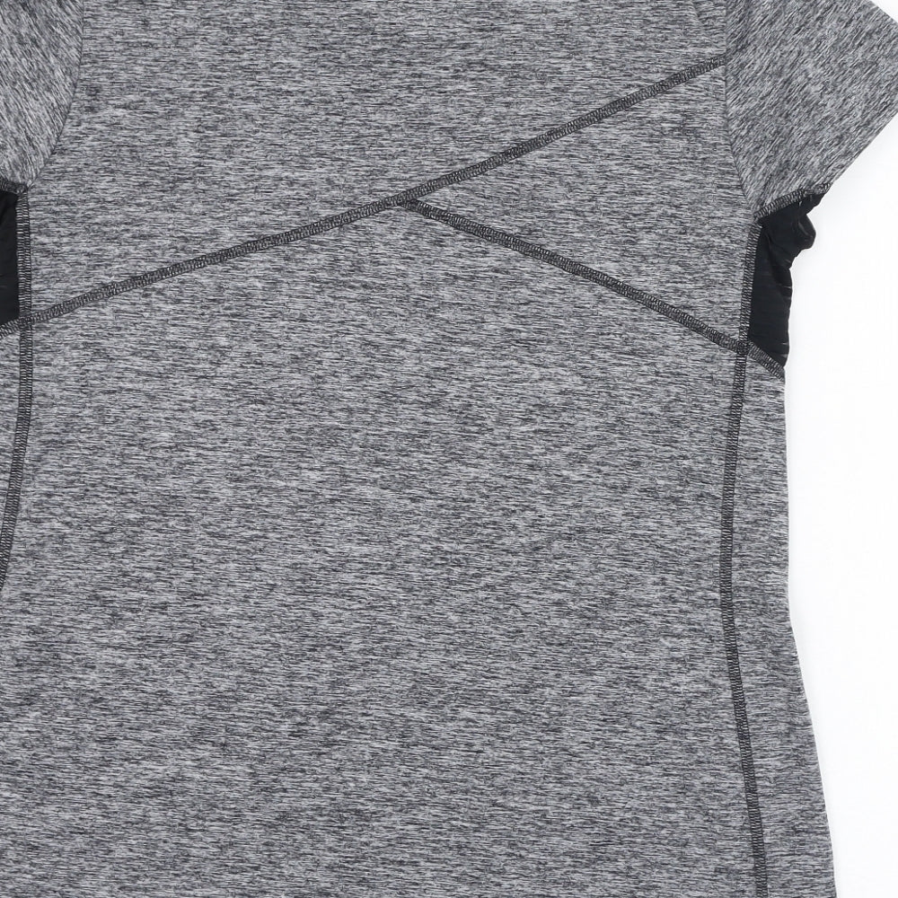 Marks and Spencer Womens Grey  Polyester Basic T-Shirt Size 14 Round Neck Pullover