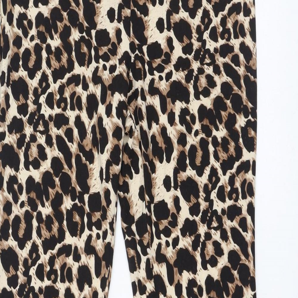 SheIn Womens Brown Animal Print Polyester Capri Leggings Size 12 L32 in   - Flares