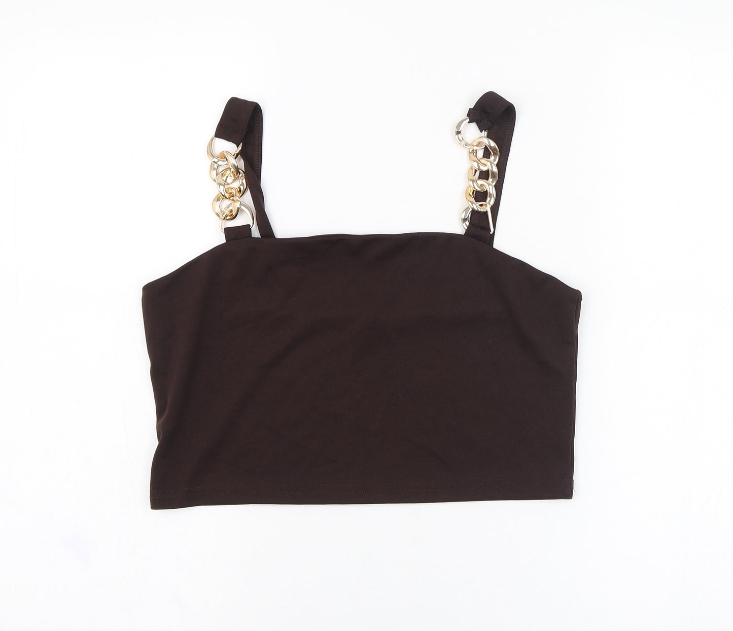 SheIn Womens Brown  Polyester Cropped Tank Size L Square Neck