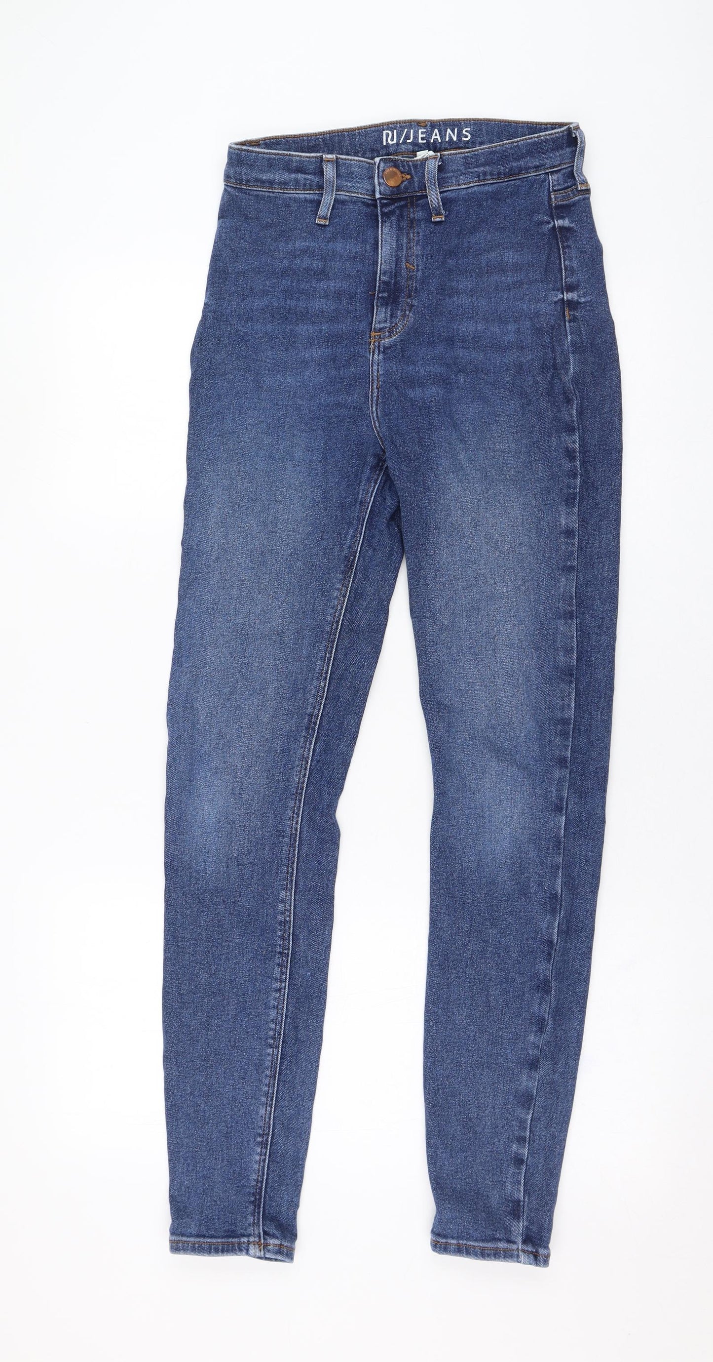 River Island Womens Blue  Cotton Skinny Jeans Size 12 L30 in Regular Zip