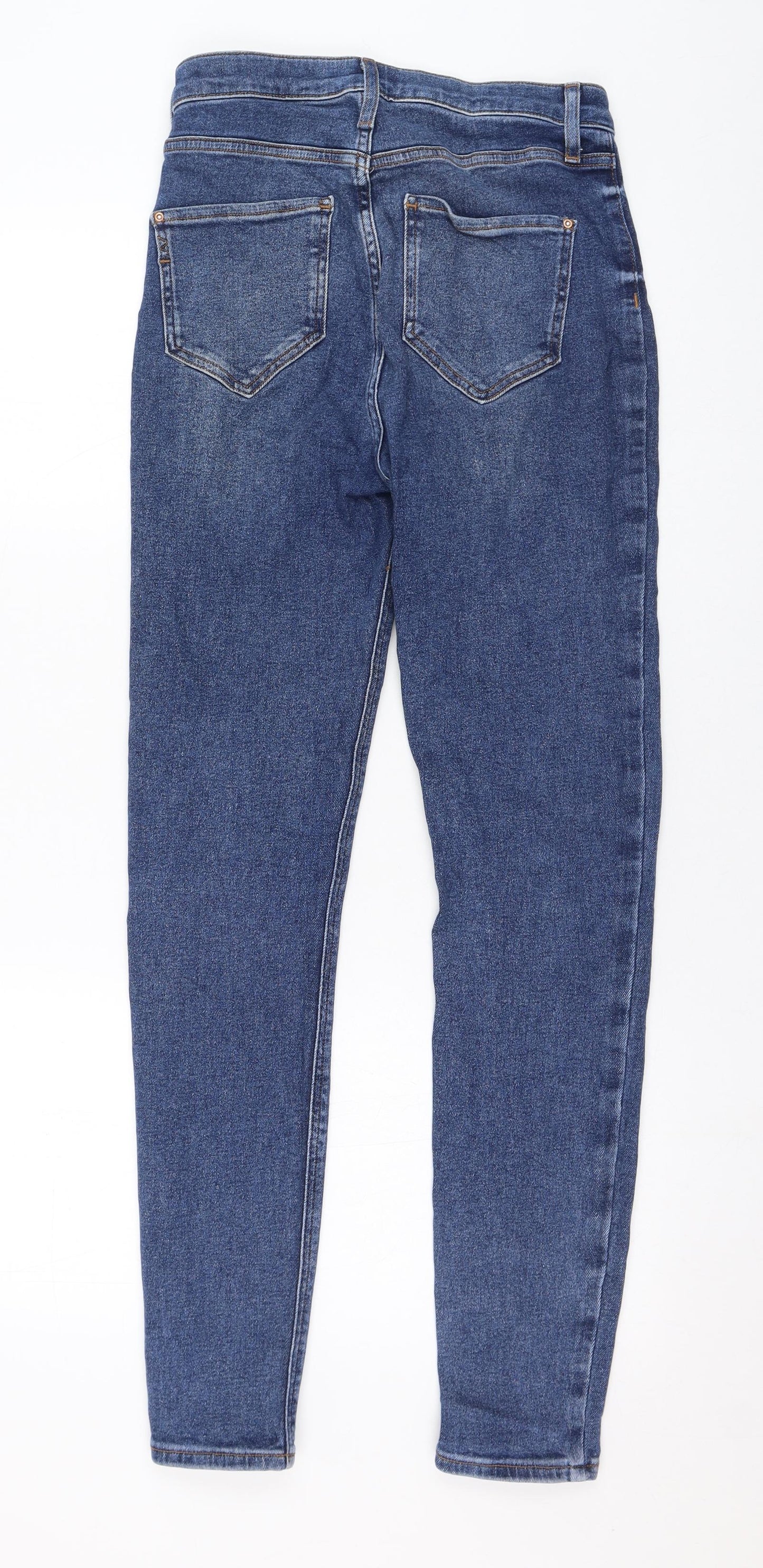 River Island Womens Blue  Cotton Skinny Jeans Size 12 L30 in Regular Zip