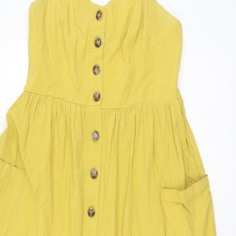 SheIn Womens Yellow  Polyester Fit & Flare  Size L  Sweetheart Pullover