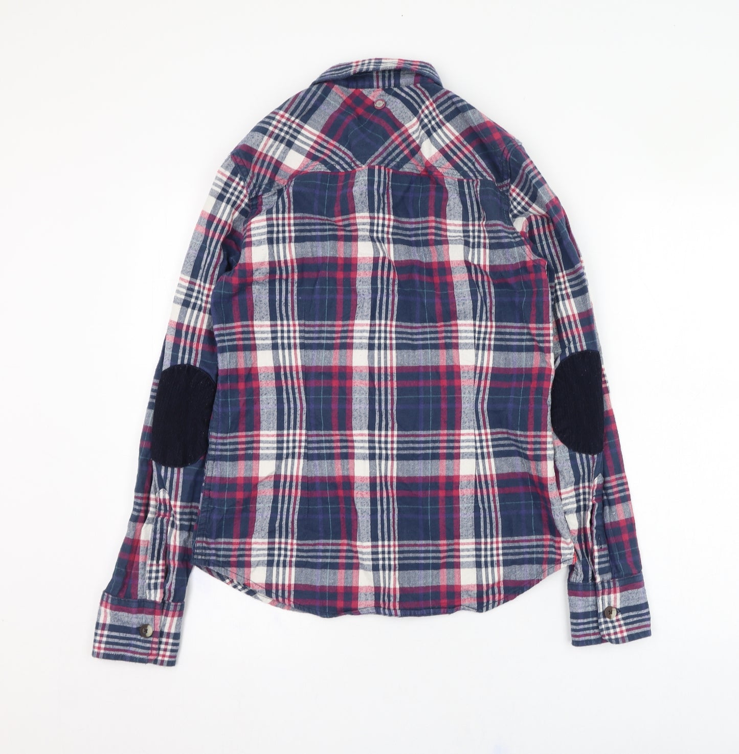 Superdry Womens Blue Check Cotton Basic Button-Up Size M Collared