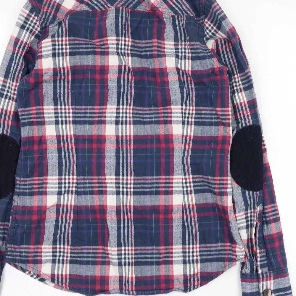 Superdry Womens Blue Check Cotton Basic Button-Up Size M Collared