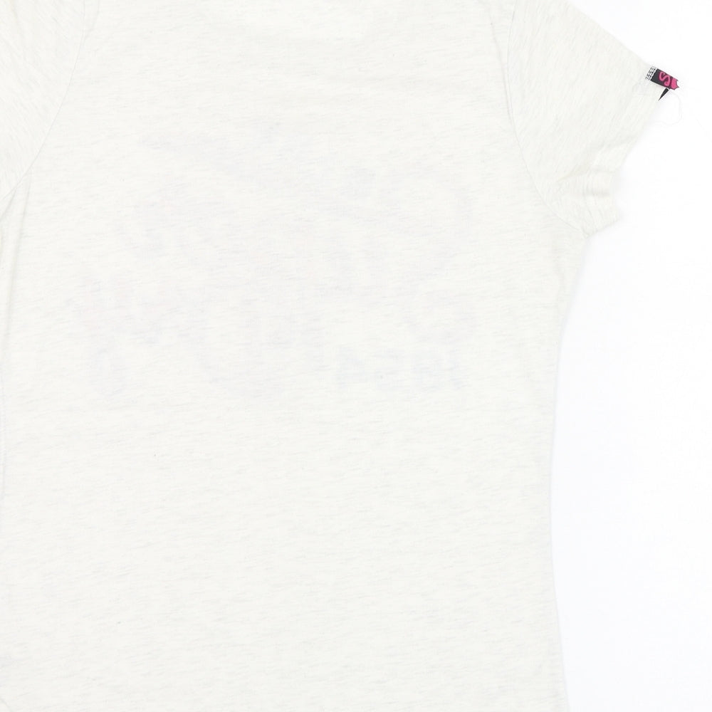 Superdry Womens Ivory  Cotton Basic T-Shirt Size M Round Neck