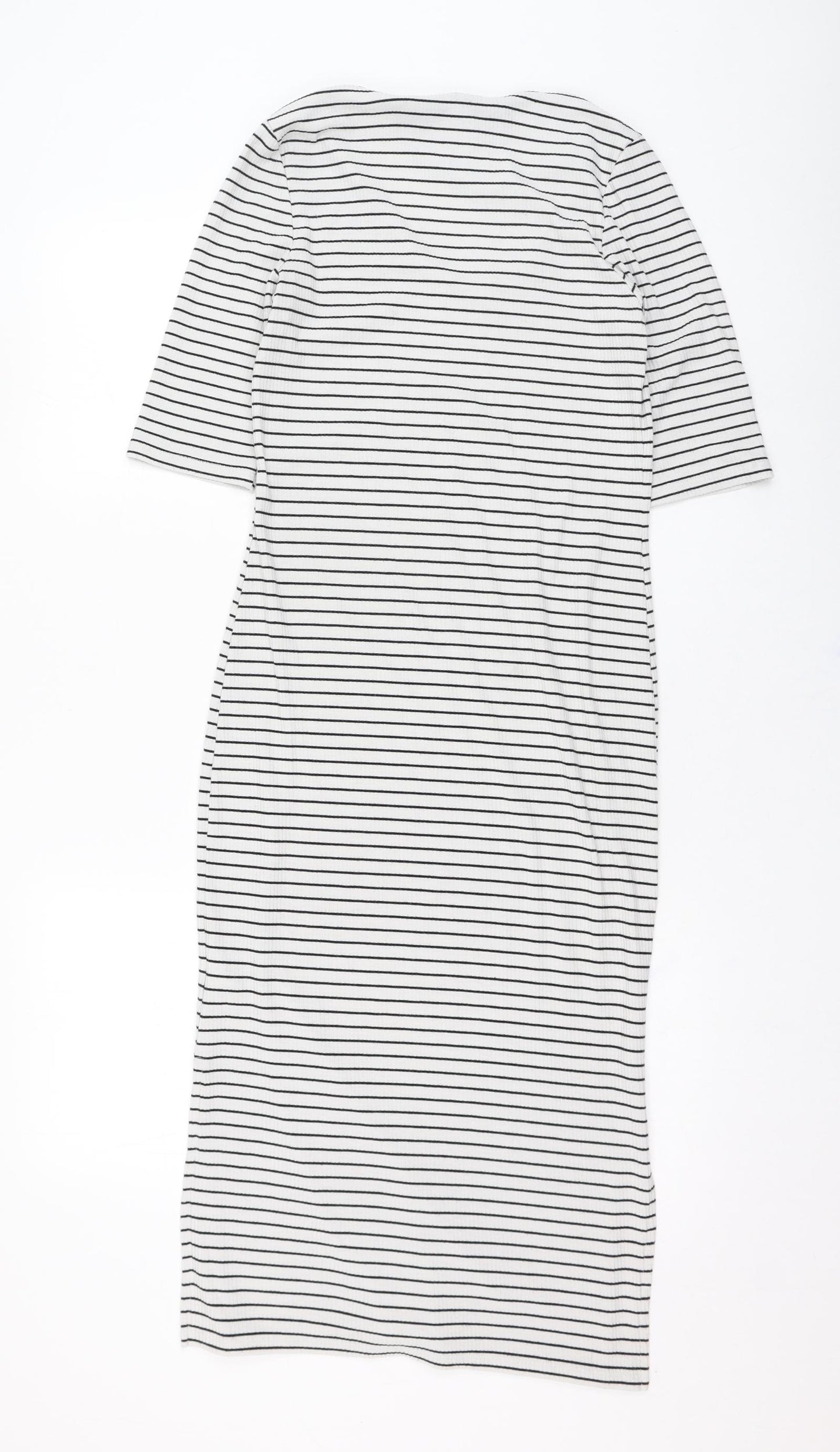 Topshop Womens Ivory Striped Polyester Pencil Dress  Size 12  V-Neck Pullover