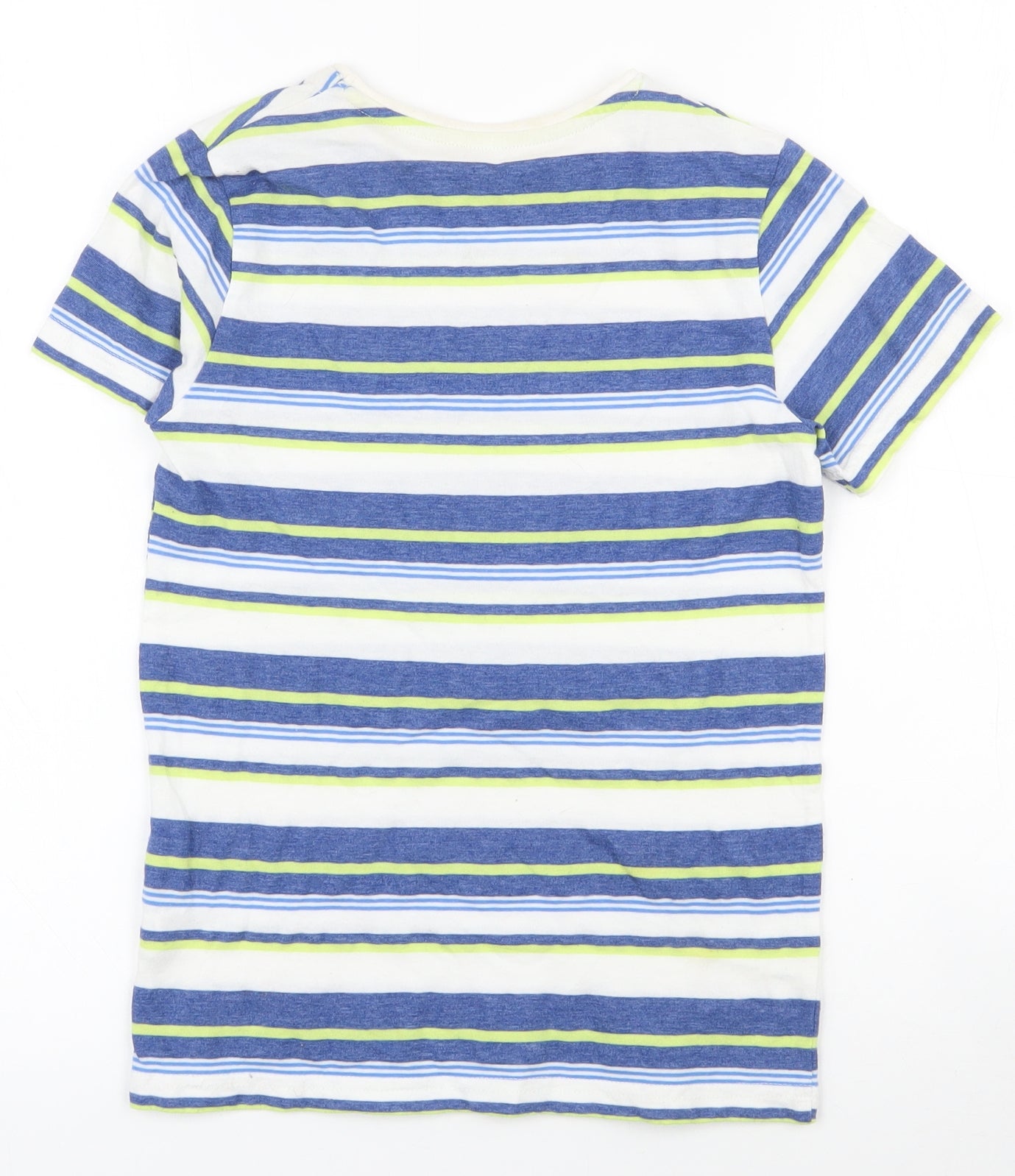 Dunnes Stores Boys Multicoloured Striped Cotton Basic T-Shirt Size 9 Years Round Neck Pullover