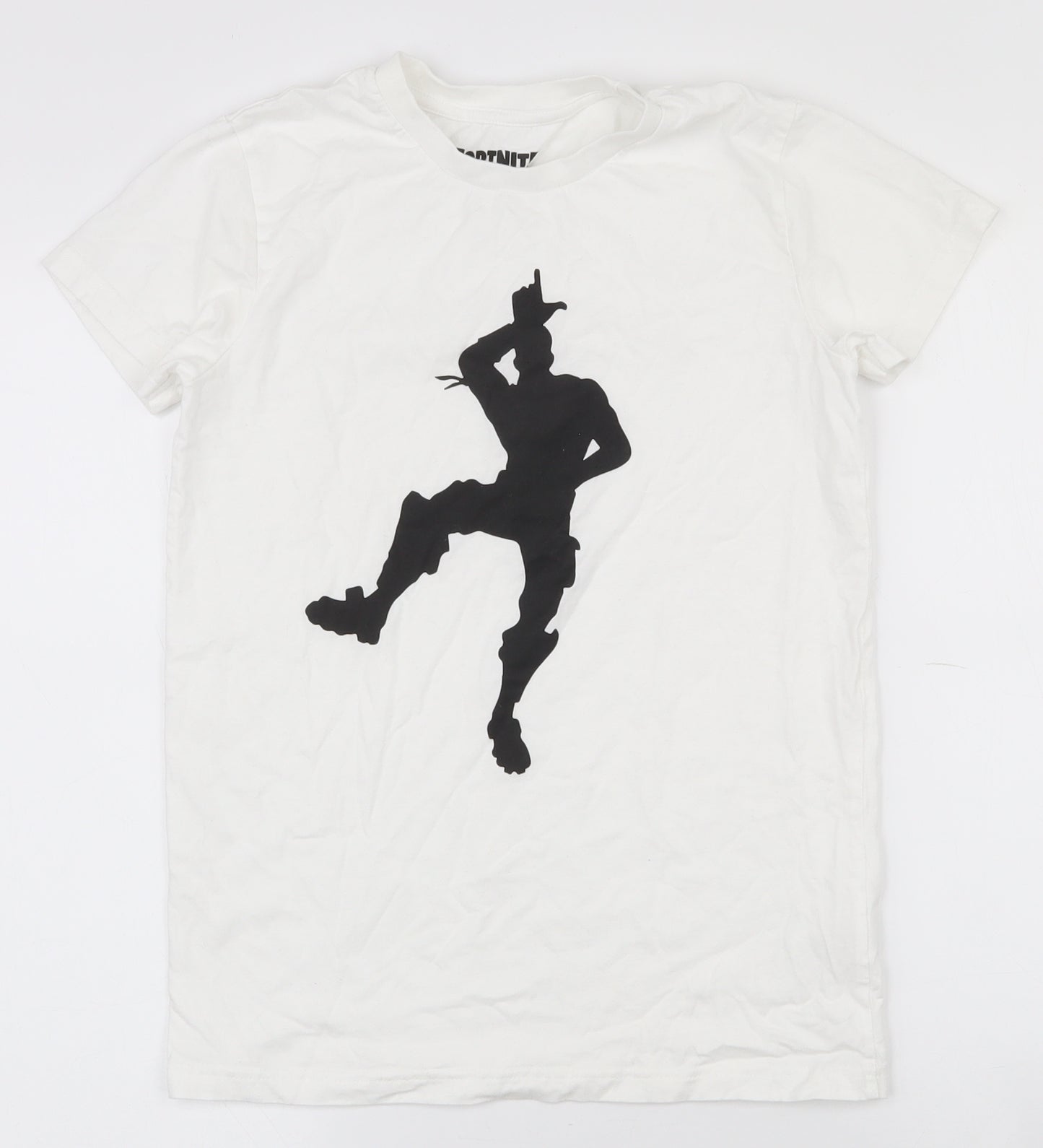 Matalan Boys White  100% Cotton Basic T-Shirt Size M Round Neck Pullover - Fortnite