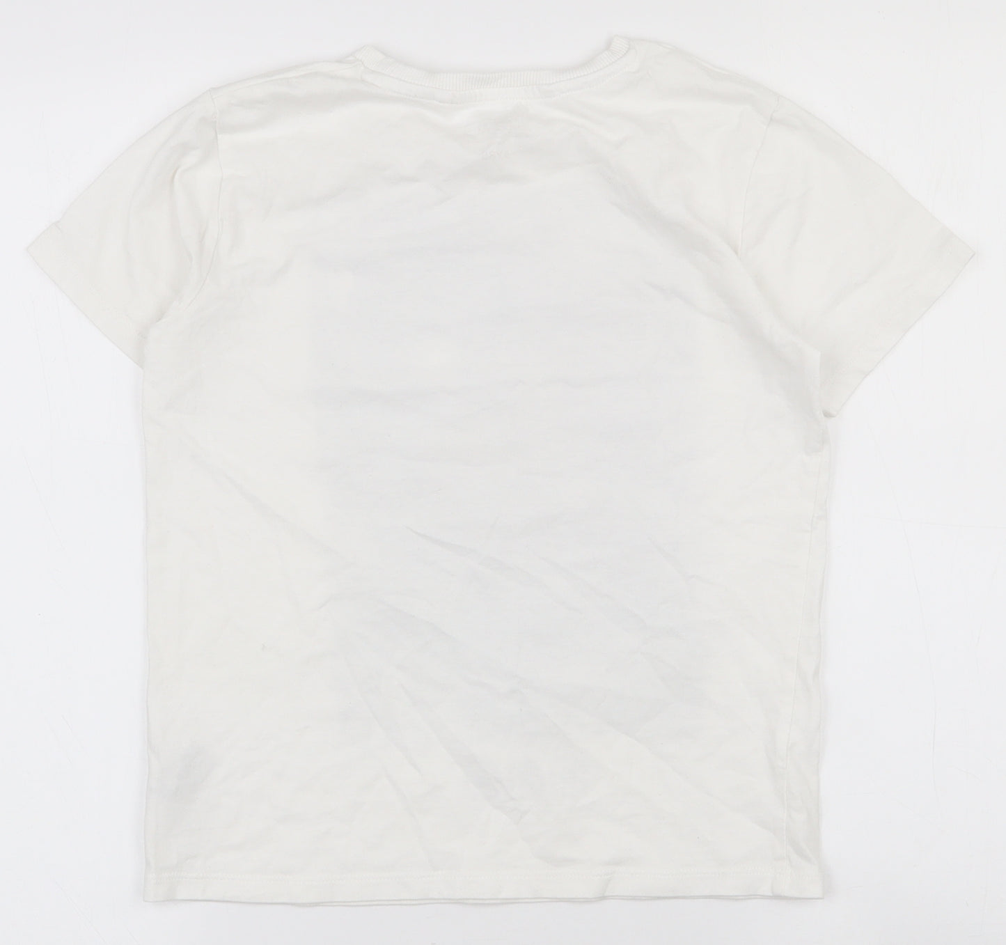 NEXT Boys White  100% Cotton Basic T-Shirt Size 8 Years Round Neck Pullover