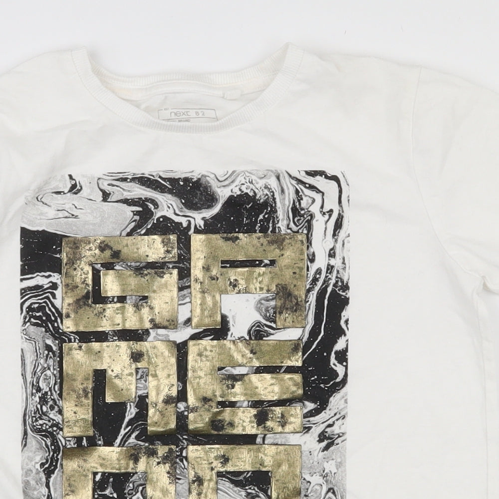 NEXT Boys White  100% Cotton Basic T-Shirt Size 8 Years Round Neck Pullover