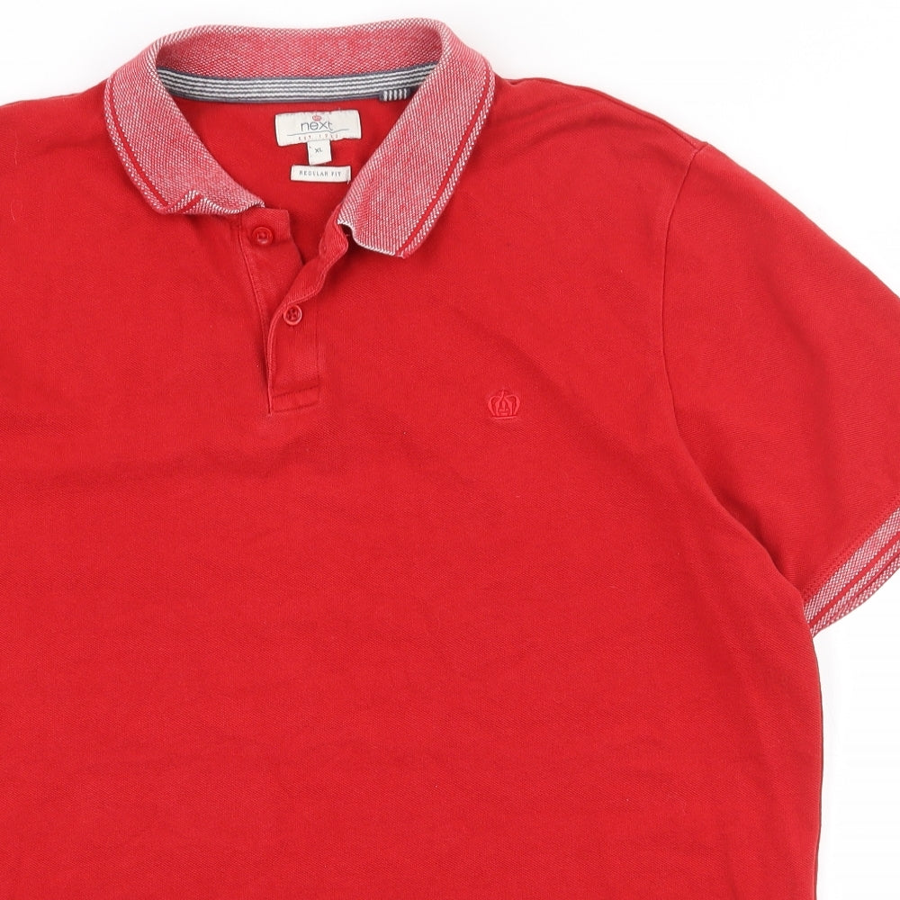 NEXT Mens Red  Cotton  Polo Size XL Collared Button